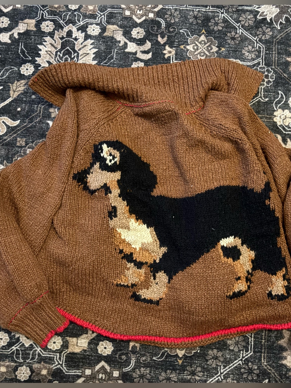 Anthropologie Pilcro Dachshund Jesse Dog Icon Cardigan Sweater Brown Size S - Picture 3 of 4